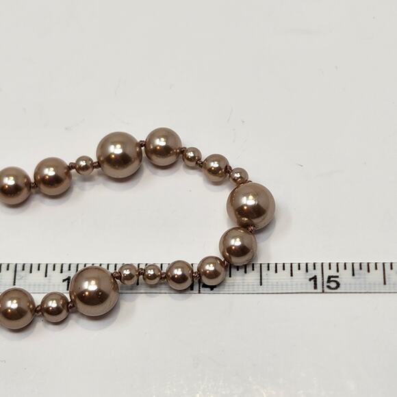 J Crew Champagne Glass Faux Pearl Strand Necklace Multi Size Beads Knotted - Picture 5 of 5